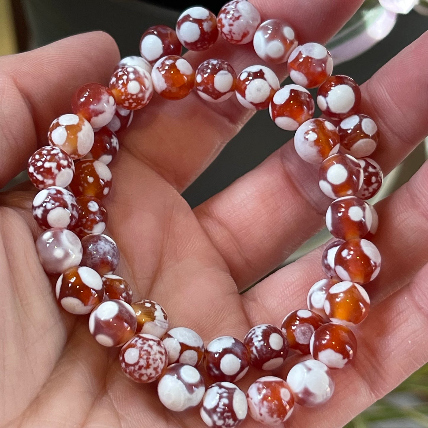 Carnelian-Orca Agate Bead Bracelets // 7.5" bracelet + 8mm bead