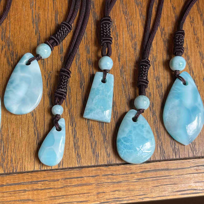 Larimar Pendants with Adjustable Cord Necklace // Gorgeous Blue + Highest Quality!