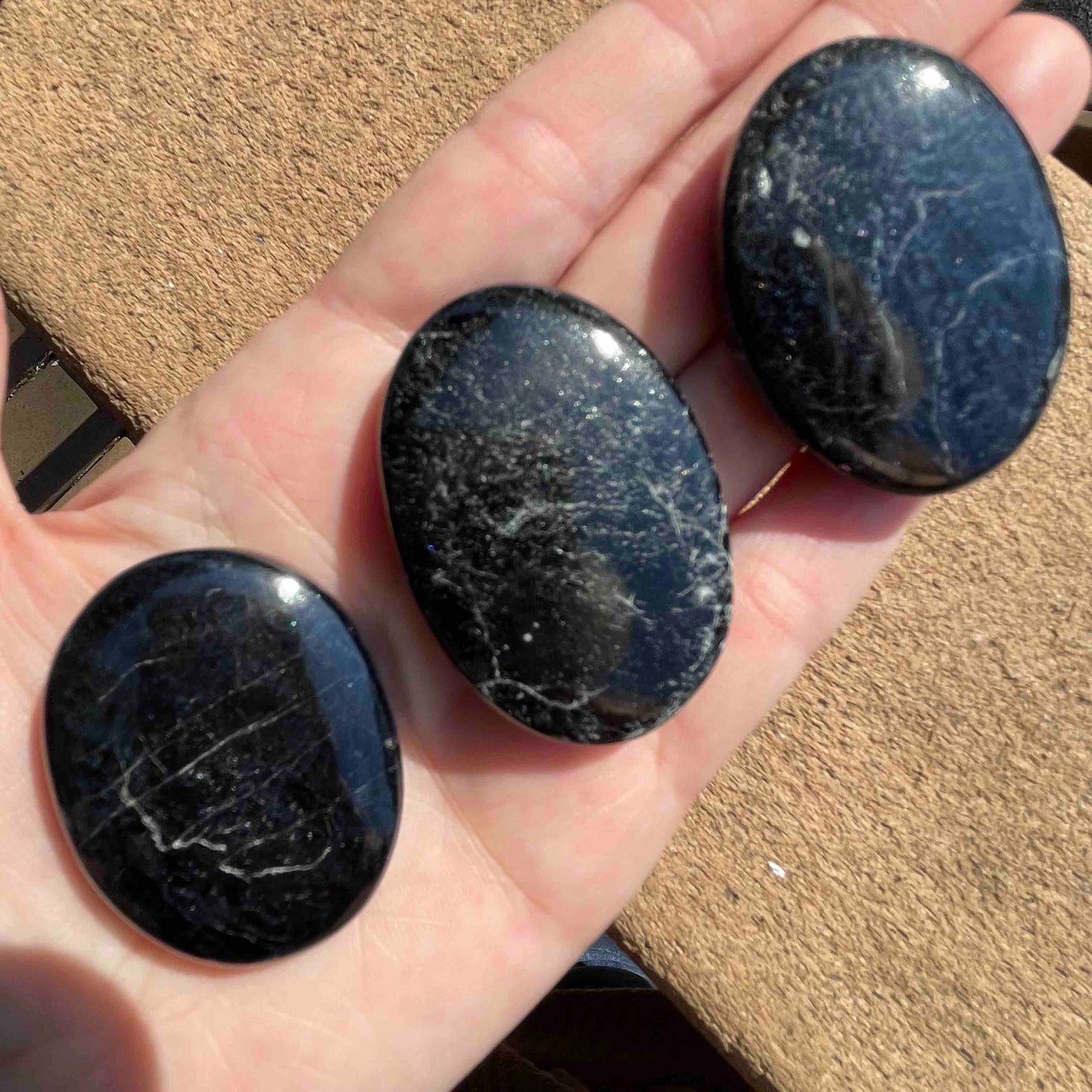 Black Tourmaline Mini Palmstones from India // High Quality