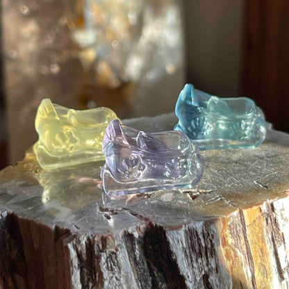 Mini Rainbow Fluorite Santa Sleigh Carving