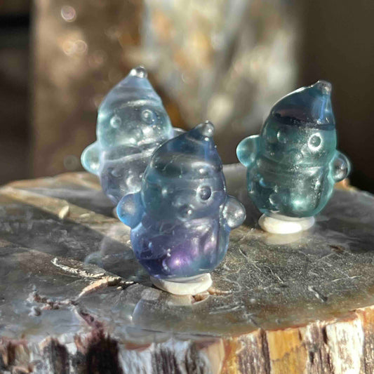 Mini Rainbow Fluorite Snowman Carving