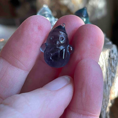 Mini Rainbow Fluorite Snowman Carving