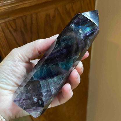 Purple, Clear + Blue Fluorite Tower // Amazing Clarity, Polish + Rainbows