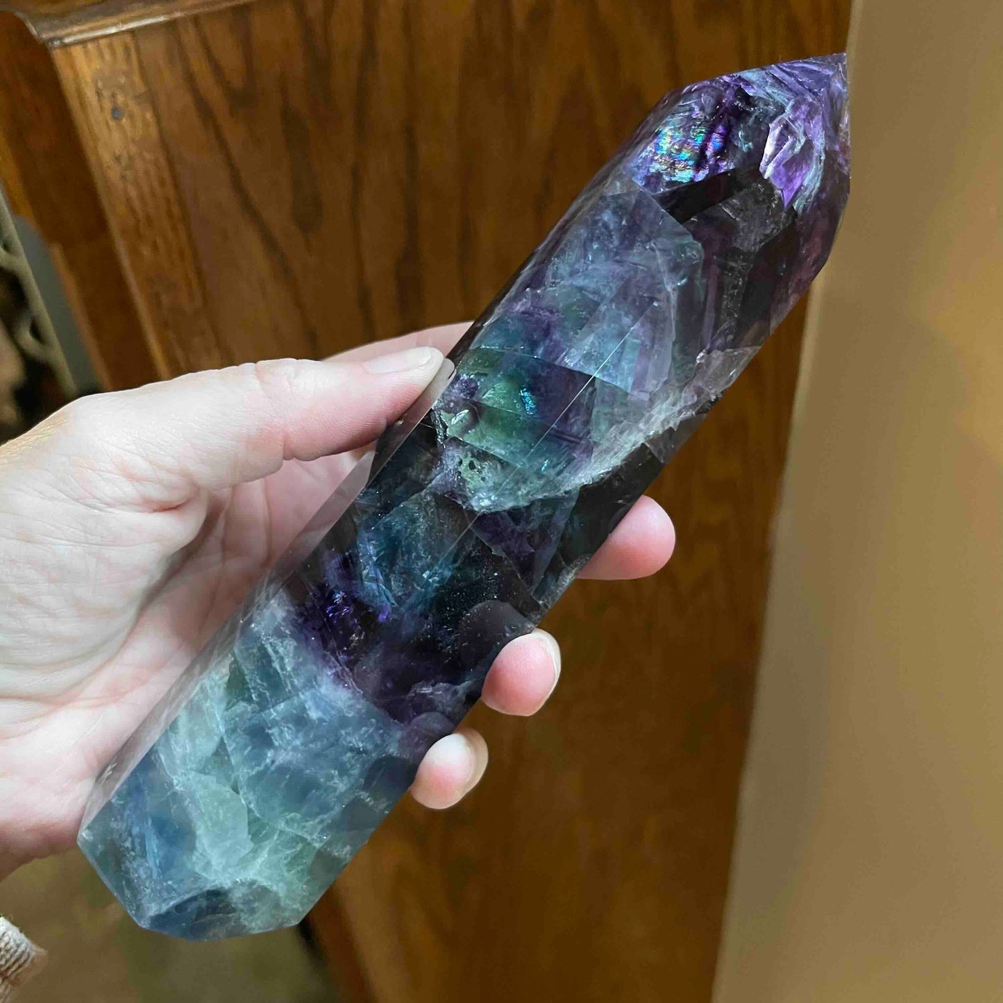 Purple, Clear + Blue Fluorite Tower // Amazing Clarity, Polish + Rainbows