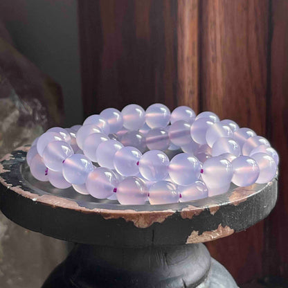 Lavender Chalcedony Bracelets //  7.5" bracelet + 10 mm round bead