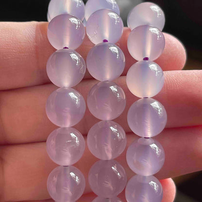 Lavender Chalcedony Bracelets //  7.5" bracelet + 10 mm round bead