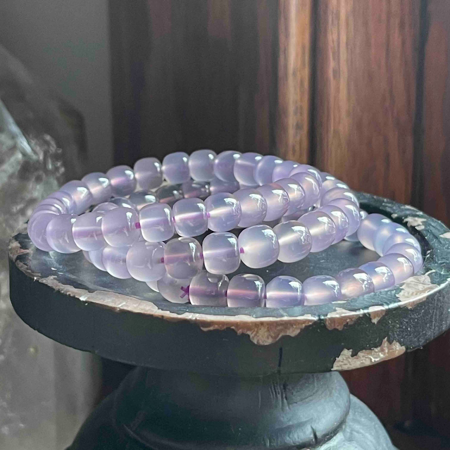 Purple Chalcedony Bracelets //  8" bracelet + 8 mm marshmallow shape bead