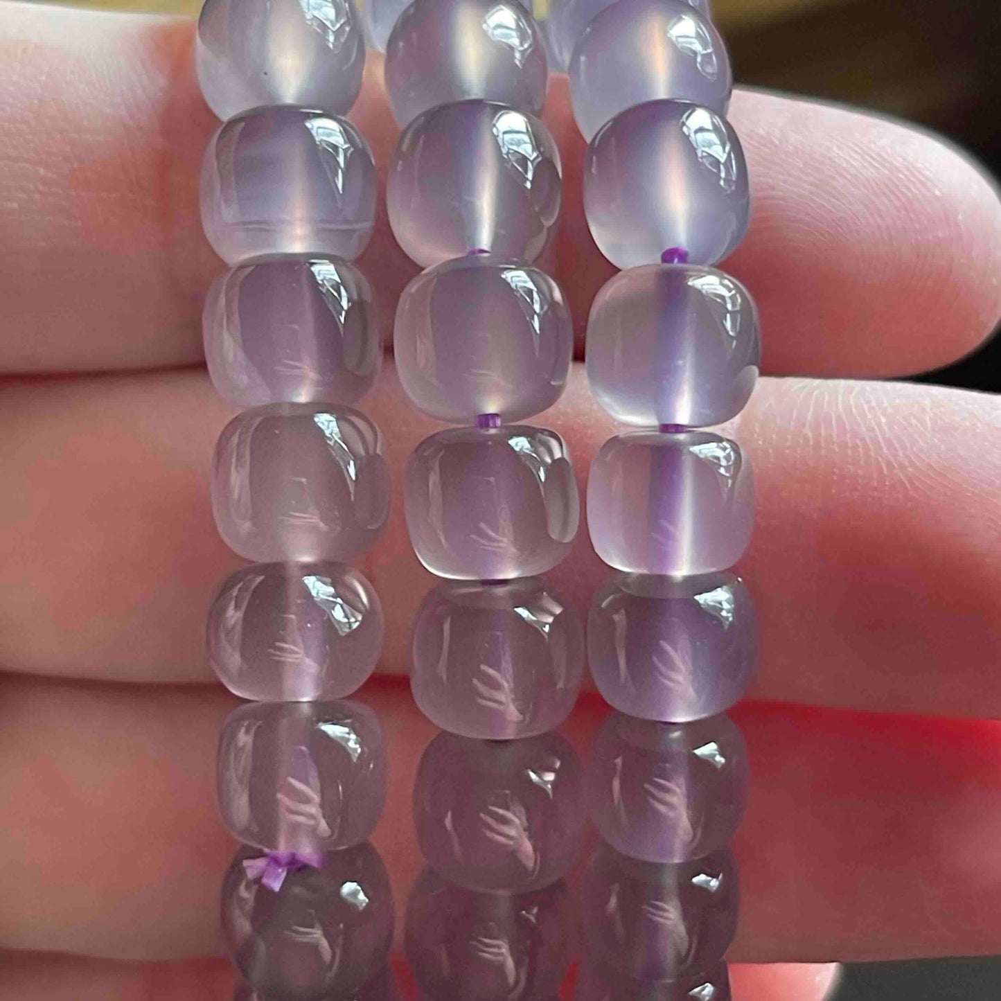 Purple Chalcedony Bracelets //  8" bracelet + 8 mm marshmallow shape bead