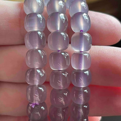 Purple Chalcedony Bracelets //  8" bracelet + 8 mm marshmallow shape bead