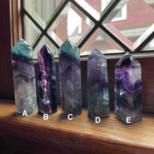 Purple, Blue, Clear + Aqua Fluorite Small Towers // Amazing Clarity, Polish + Rainbows