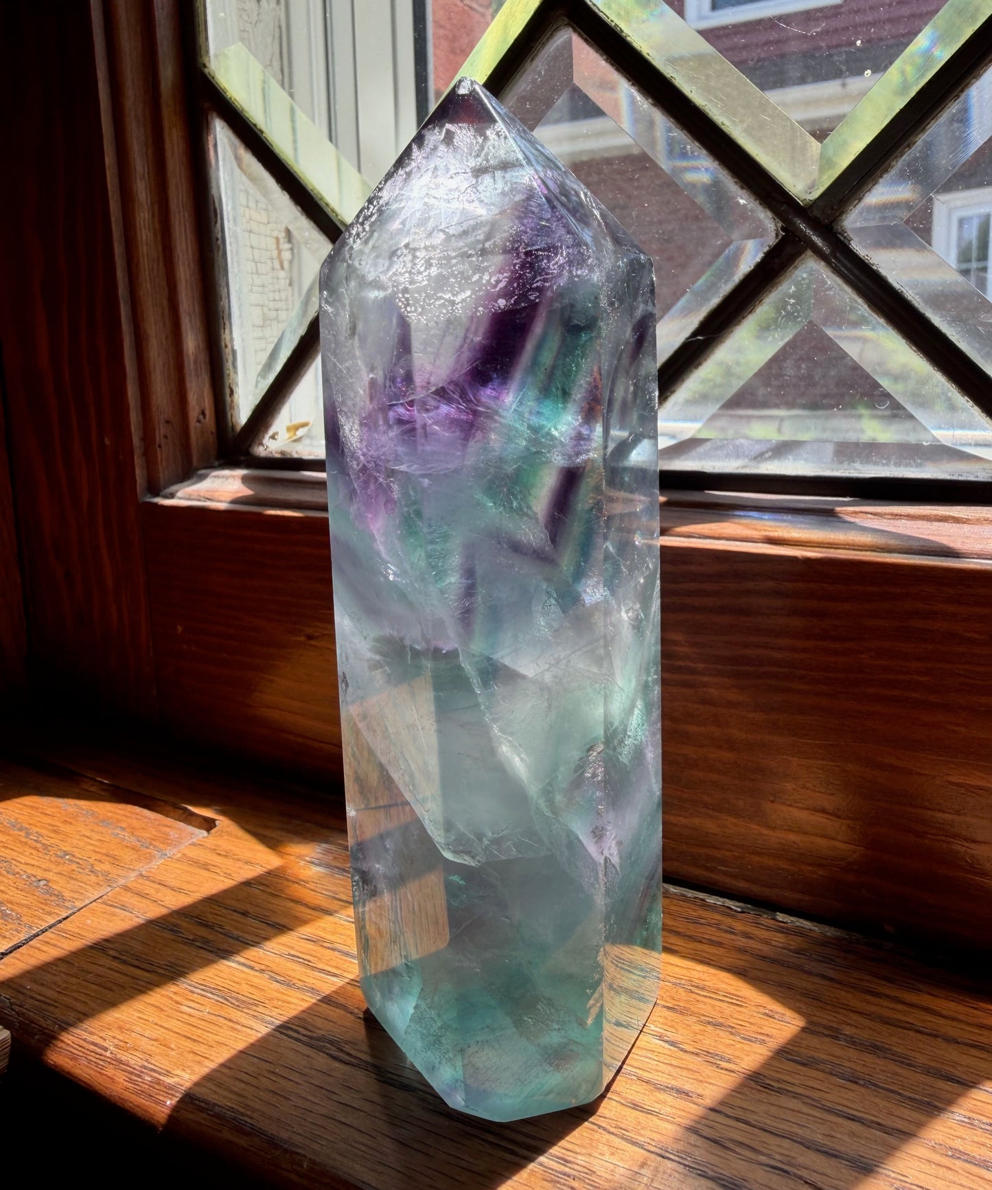 Rainbow Fluorite Tower | Purple & Aqua Crystal Point | Natural Fluorite Obelisk for Focus and Clarity
