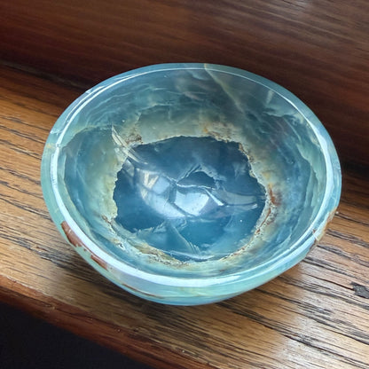 Blue Calcite Bowl | Aquatine Calcite Trinket Dish from Argentina | Ring Holder Decor Bowl