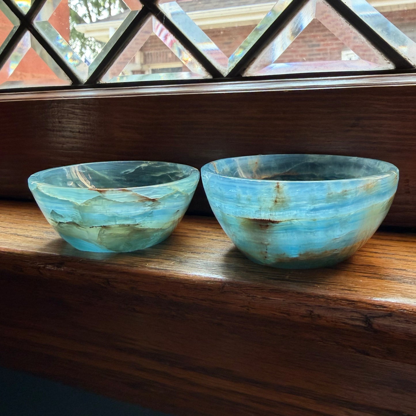 Blue Calcite Bowl | Aquatine Calcite Trinket Dish from Argentina | Ring Holder Decor Bowl