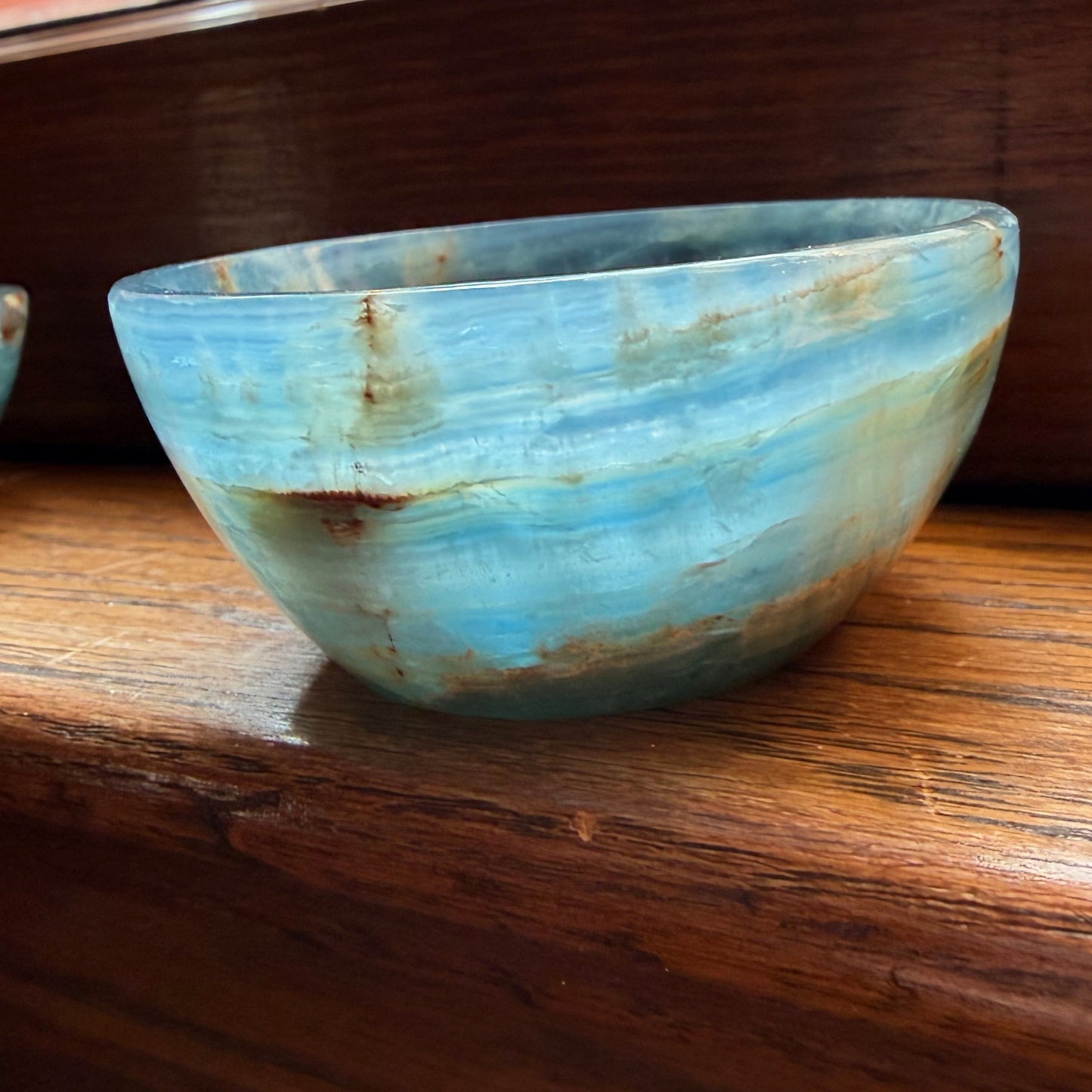 Blue Calcite Bowl | Aquatine Calcite Trinket Dish from Argentina | Ring Holder Decor Bowl