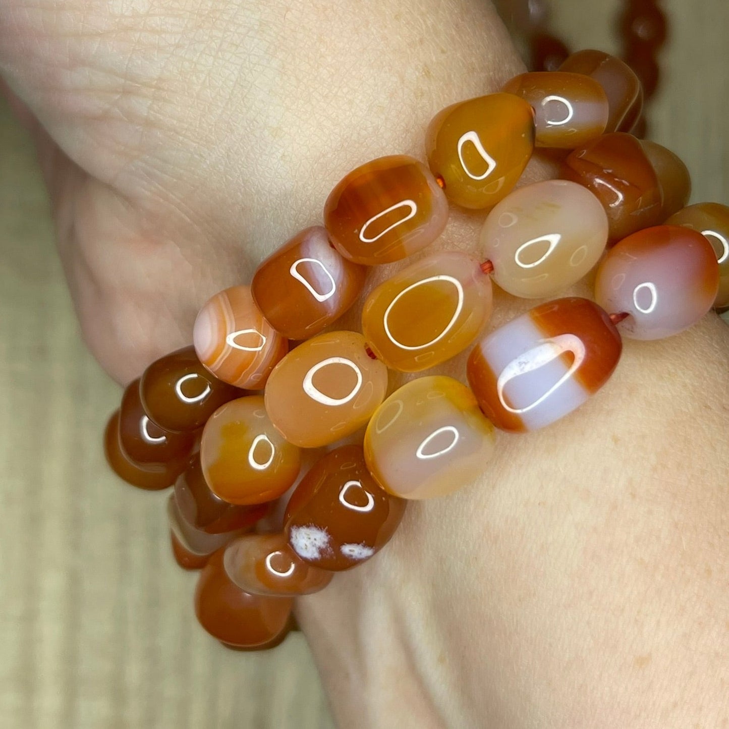 Freeform Bead Carnelian Bracelets // Freeform bead + 7.5" bracelet