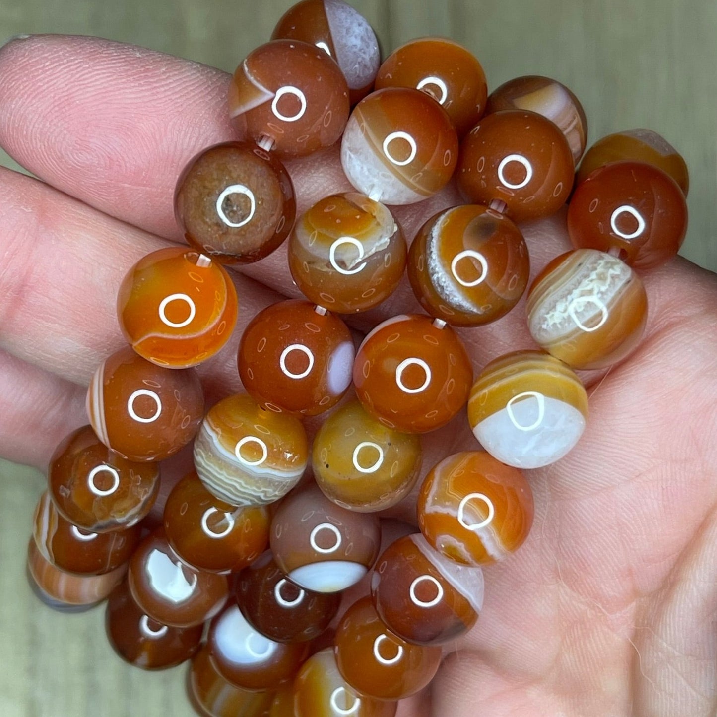 Banded Carnelian Bracelets // 10mm bead + 7-7.5" bracelet