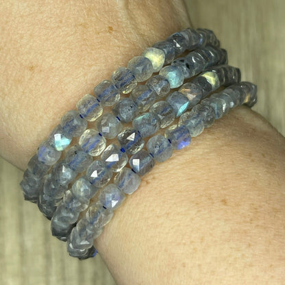 Faceted Labradorite Bracelets // 4mm bead + 7.5 bracelet