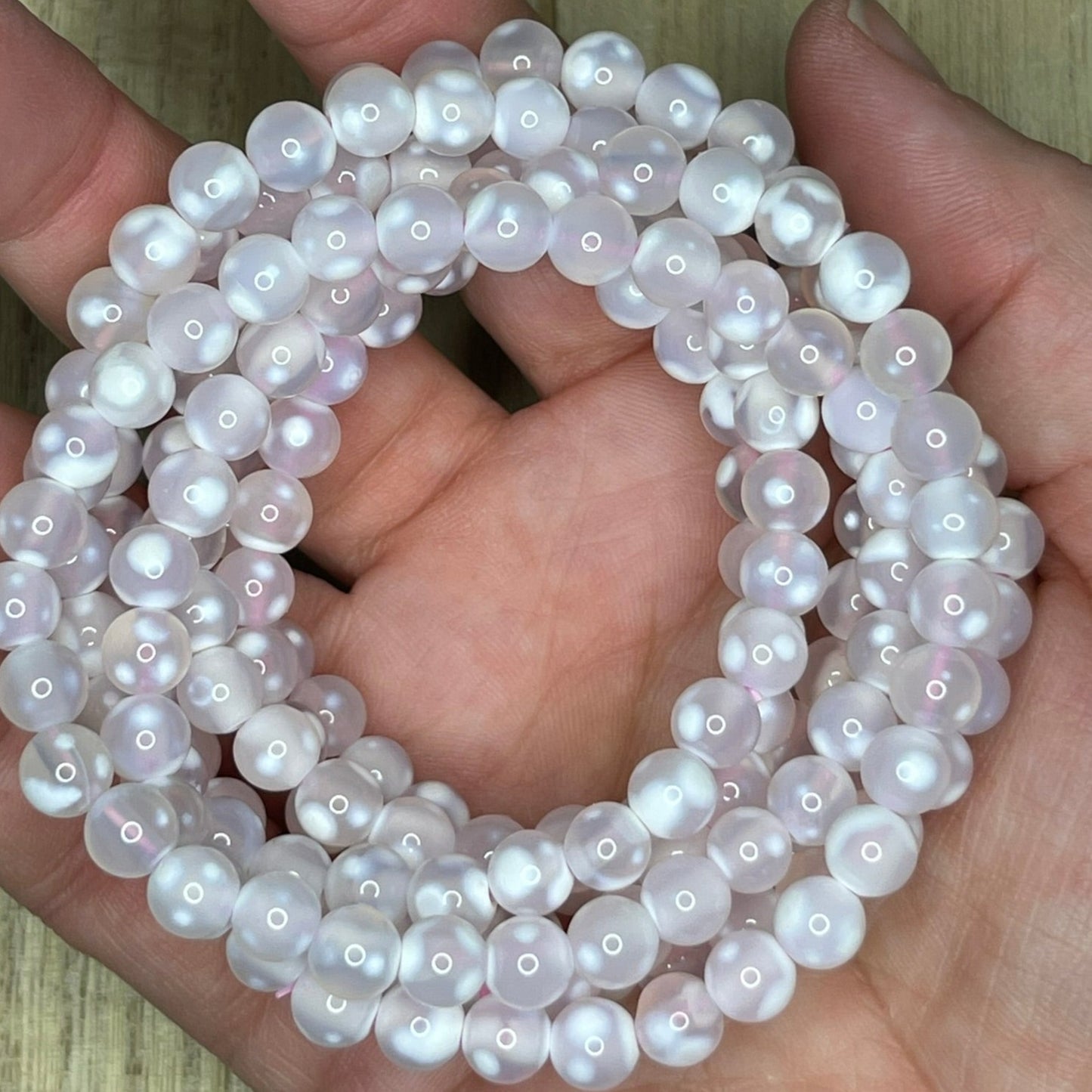 White Milk Agate Bracelets // 6mm bead + 7.5" bracelet