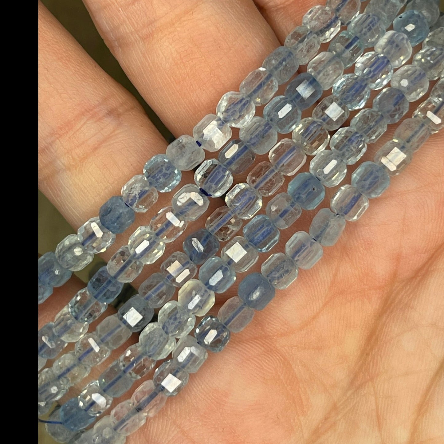 Faceted Aquamarine Bracelets // 4mm bead + 7.5 bracelet