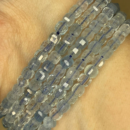 Faceted Aquamarine Bracelets // 4mm bead + 7.5 bracelet