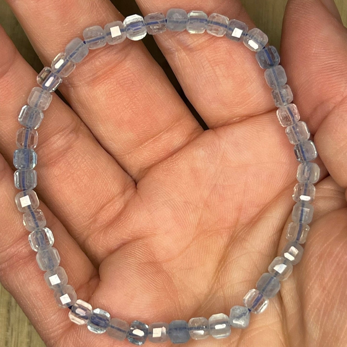 Faceted Aquamarine Bracelets // 4mm bead + 7.5 bracelet