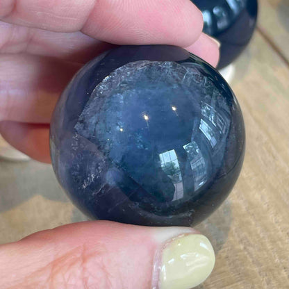 Medium Sized Ocean Blue Fluorite Spheres with Rainbows // Amazing Full Blue Color - Size Range 38-48mm