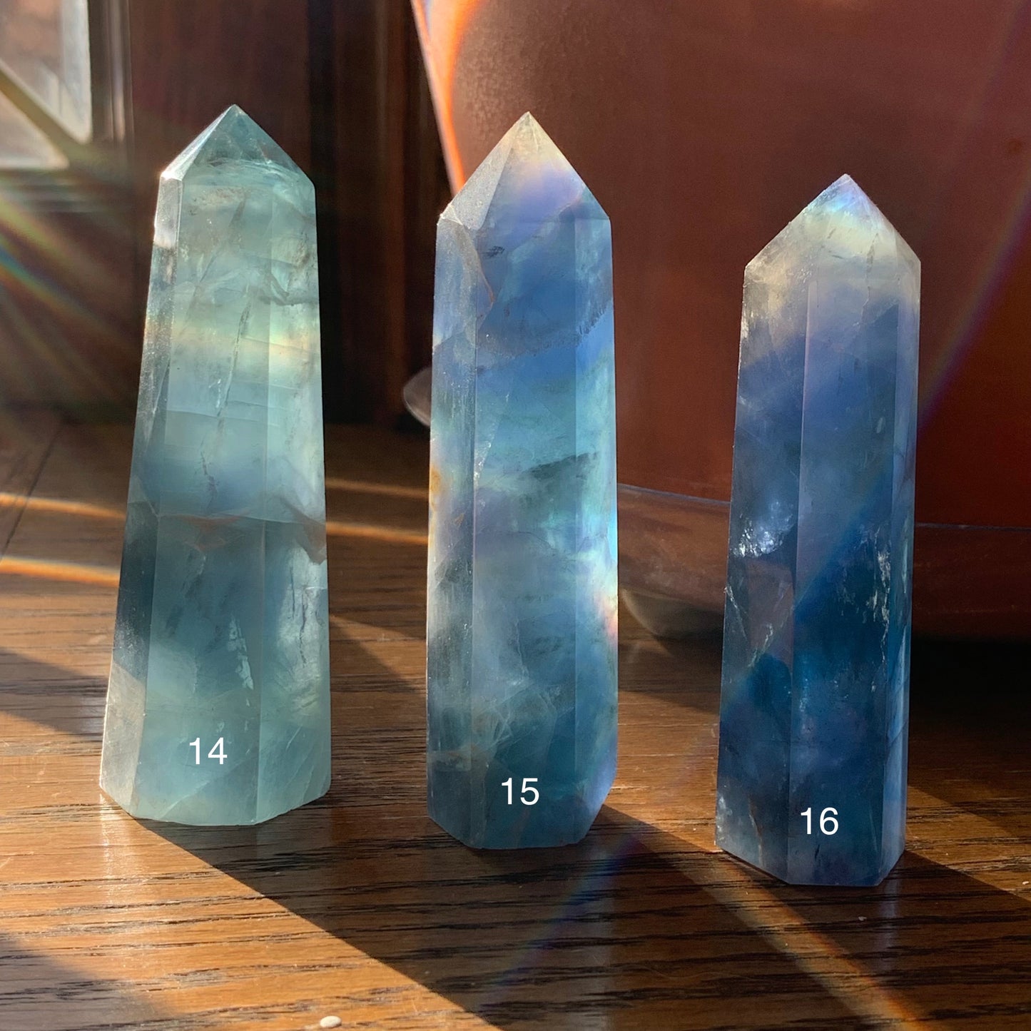 Ocean Blue Fluorite Towers // Gorgeous Color, Shimmer + Rainbows