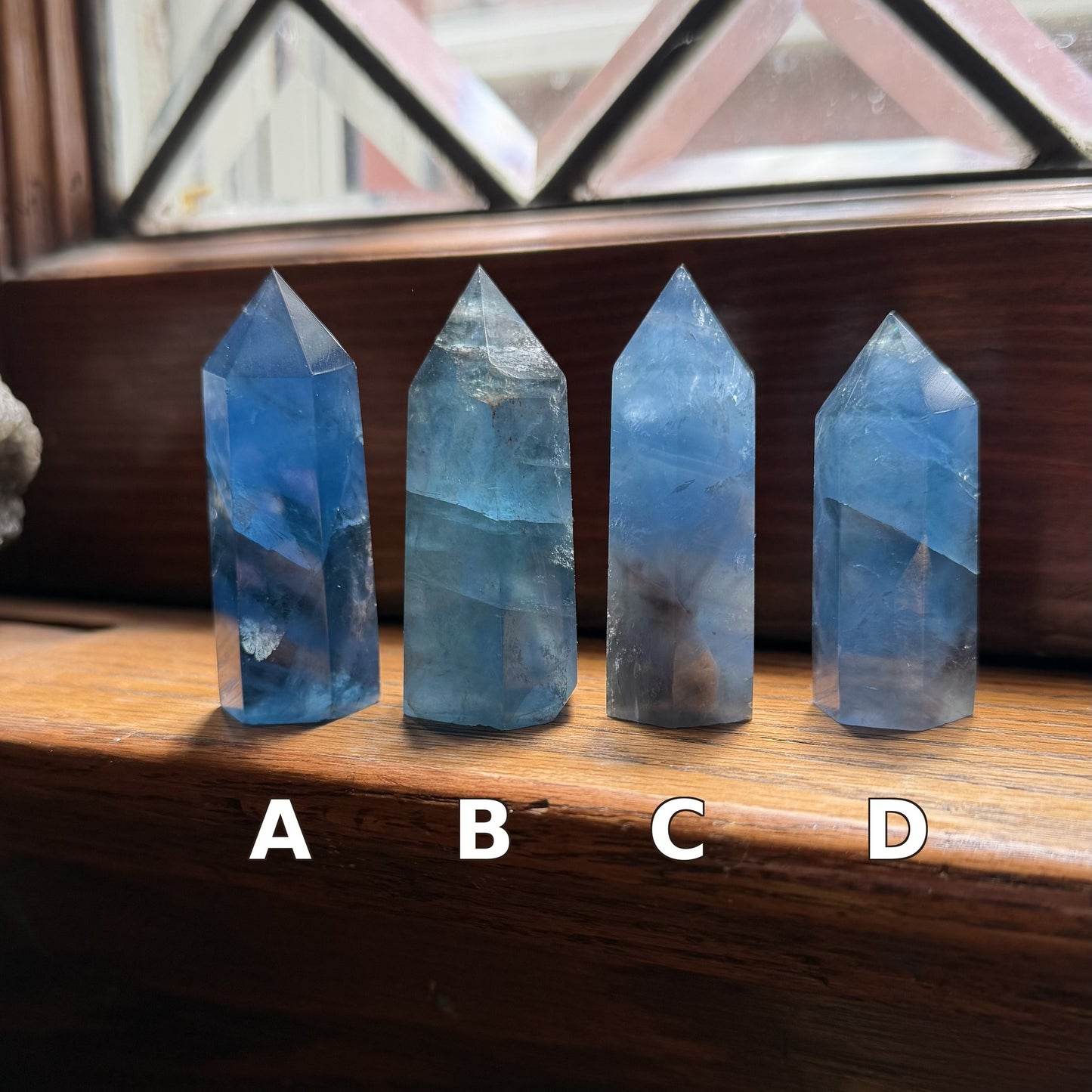Blue Fluorite Tower, Polished Crystal Point, Natural Banded Fluorite Generator, Healing Crystal Decor, Meditation Stone