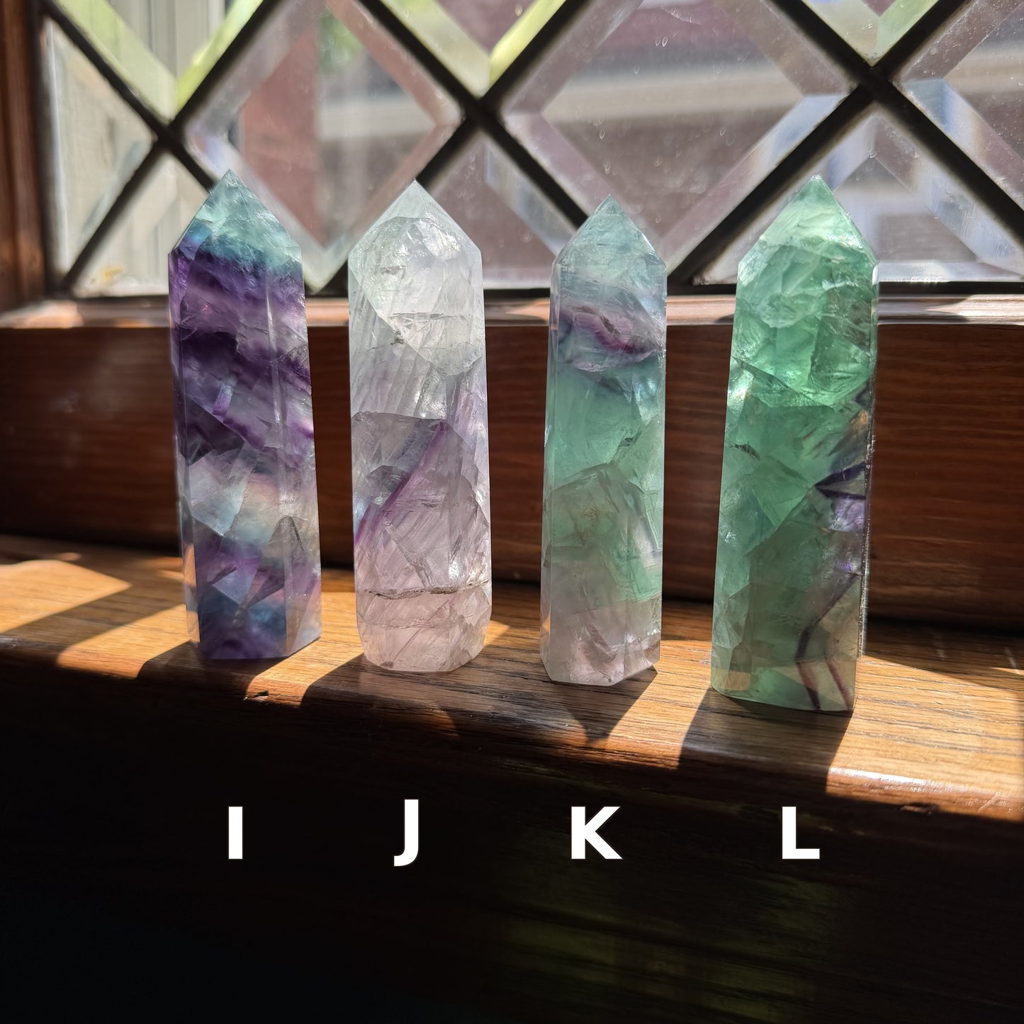 Northern Lights Rainbow Fluorite Tower, Banded Crystal Point, Purple Green Fluorite Decor, Meditation Stone, Crystal Gift