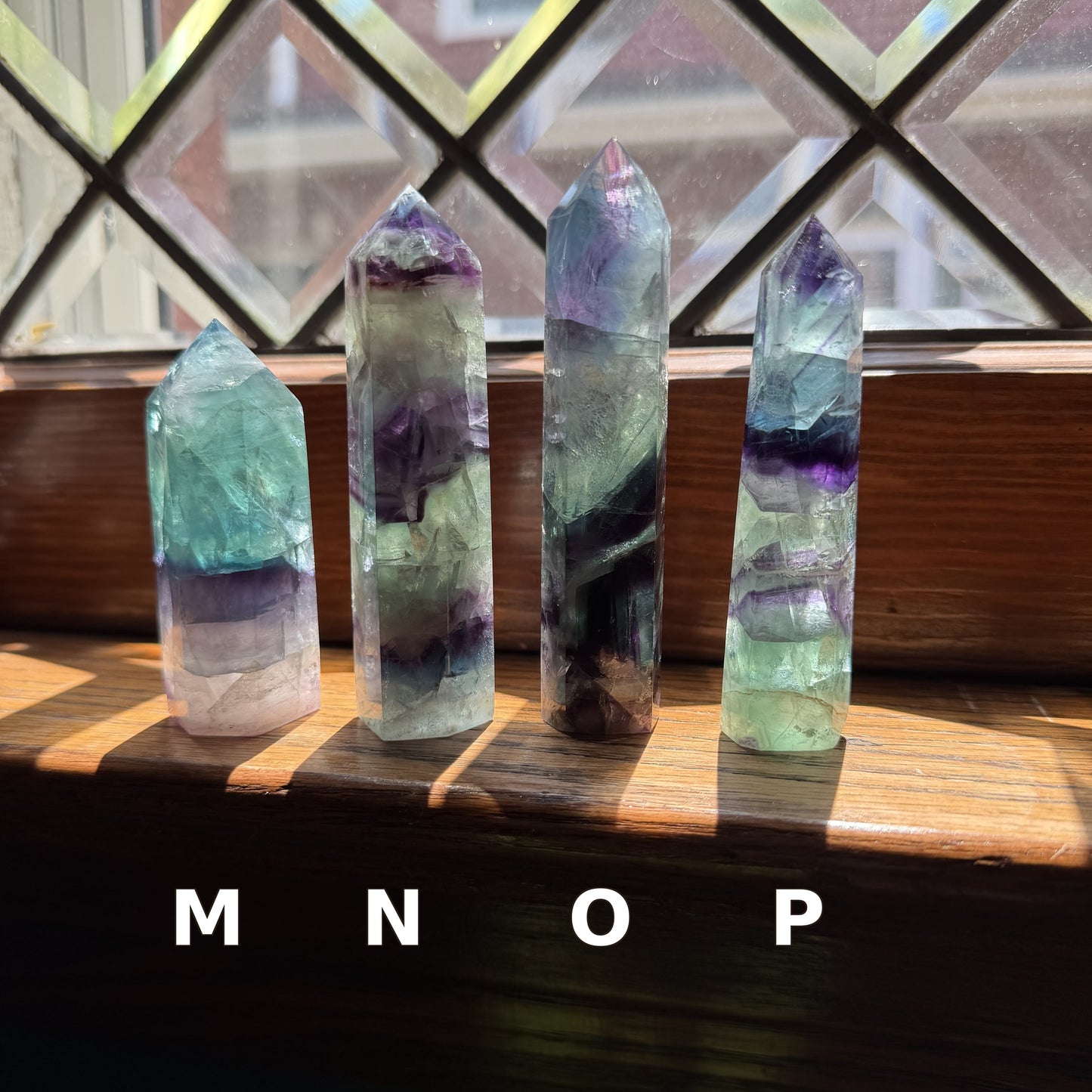 Northern Lights Rainbow Fluorite Tower, Banded Crystal Point, Purple Green Fluorite Decor, Meditation Stone, Crystal Gift