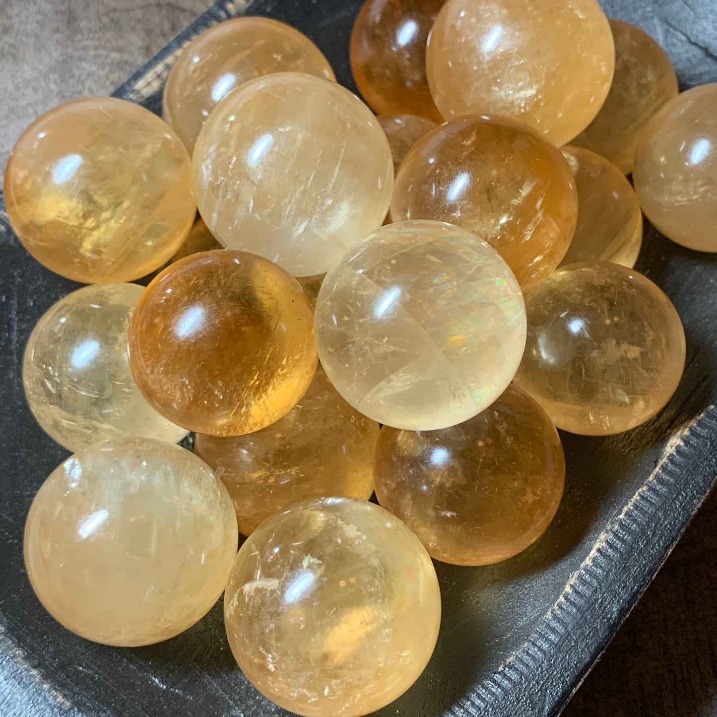 Honey Calcite Spheres - 30-32mm