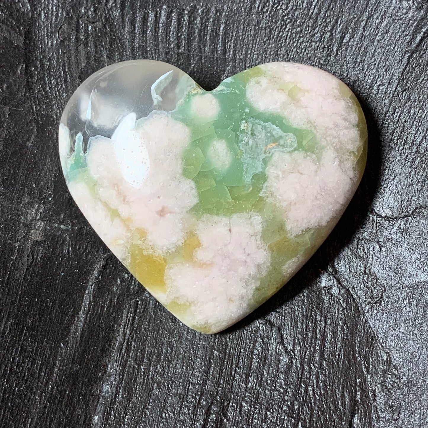 Green Flower Agate Hearts // High Quality // Gorgeous Detail + Brilliant Color