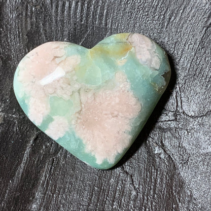 Green Flower Agate Hearts // High Quality // Gorgeous Detail + Brilliant Color