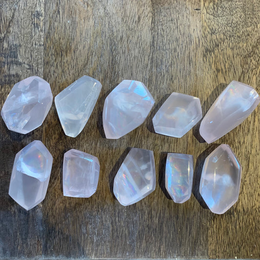 Mozambique Rose Quartz Gemmy Rainbow Freeforms