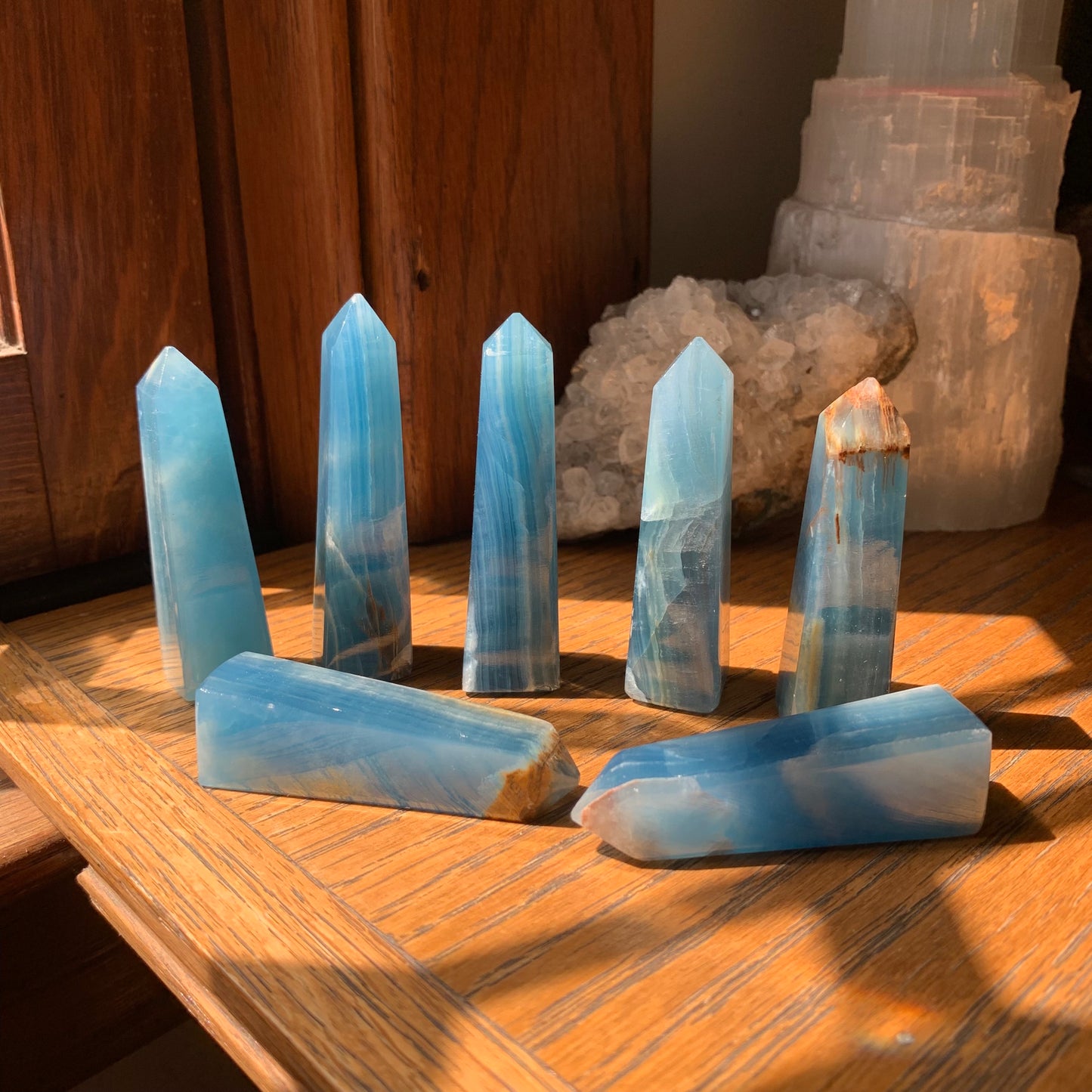 Blue Calcite Towers (Lemurian Aquatine Calcite) from Argentina