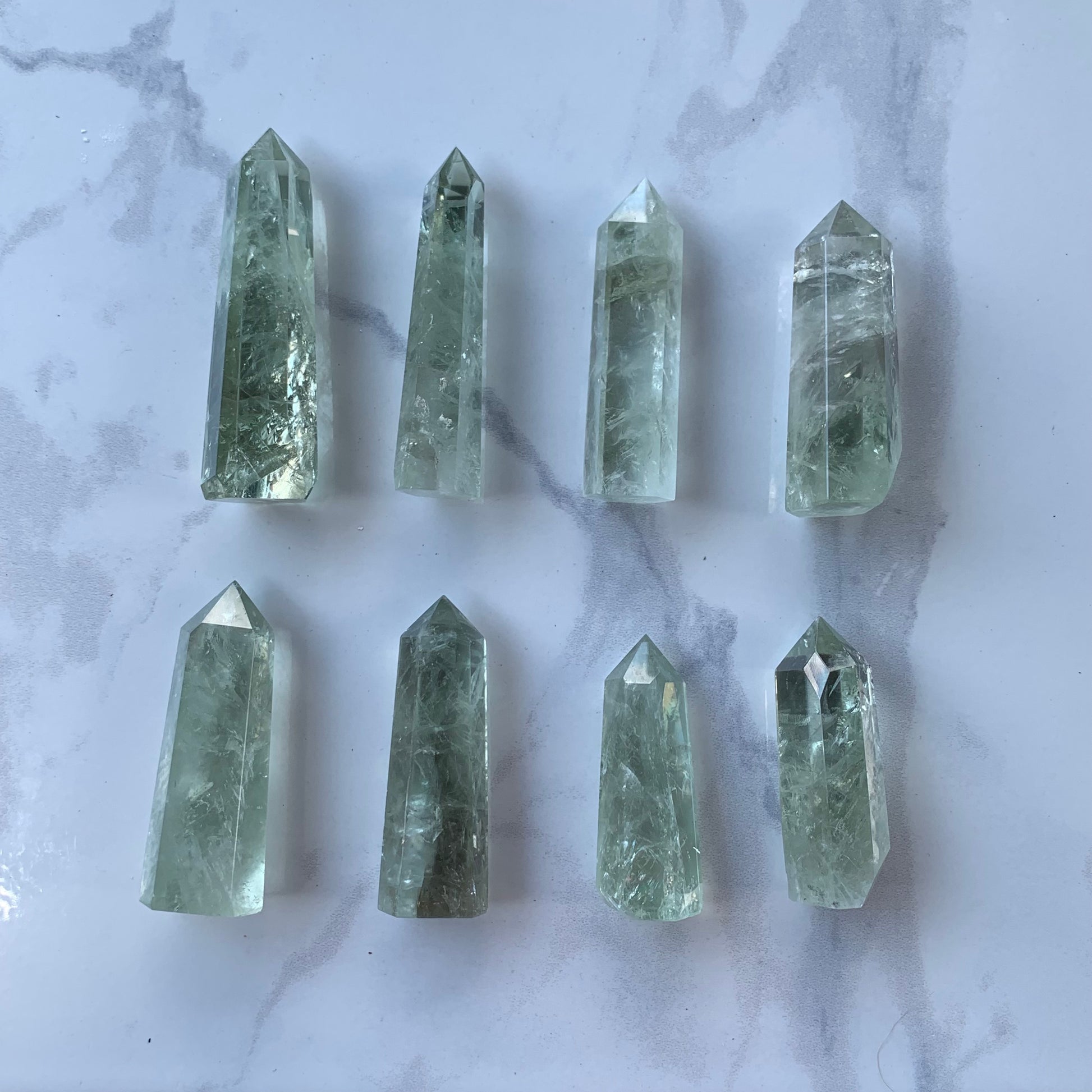 Natural Green Amethyst (Prasiolite) Towers – Cyan Moon Crystals