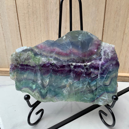 Rainbow Clear, Purple + Blue Fluorite Slabs with Rainbows