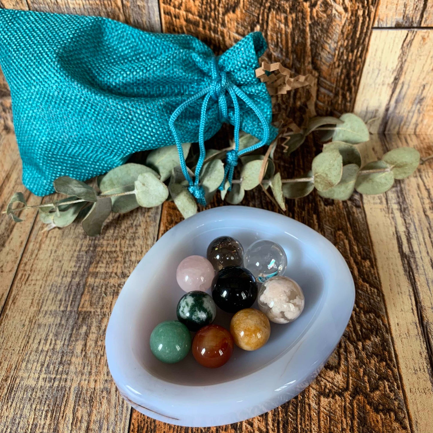 Mini Sphere Bundle Set (9 spheres + Cyan colored sack)