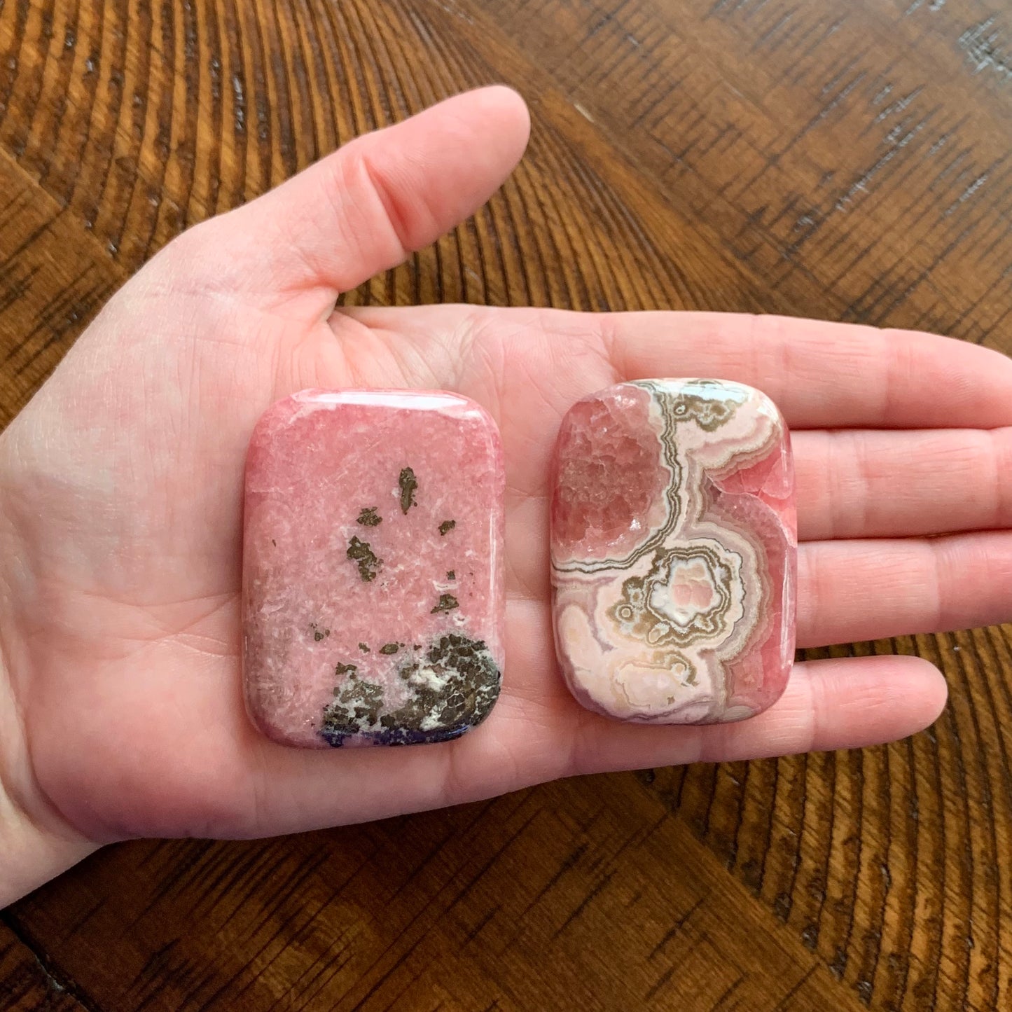 Rhodochrosite Palm Stones // Gemmy and Gorgeous - Direct from Argentina