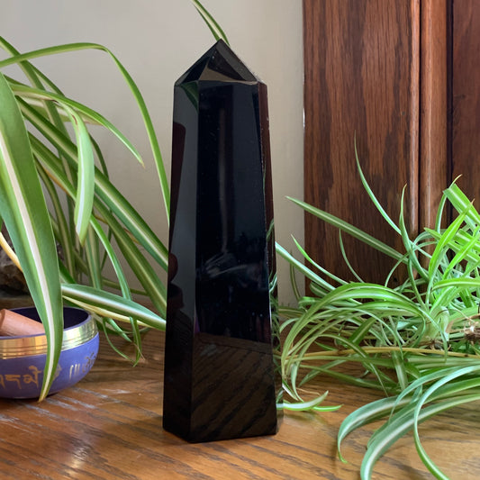Large Black Obsidian Tower - 8"