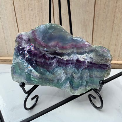 Rainbow Clear, Purple + Blue Fluorite Slabs with Rainbows