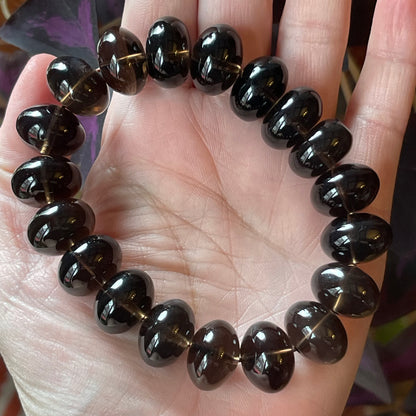 Smoky Quartz Bracelet // 16mm donut bead + 7.5" bracelet