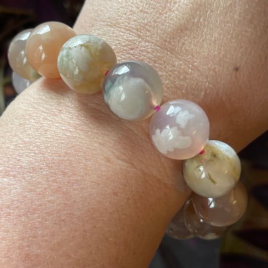 Flower Agate Bracelets // 13.5mm bead + 7" bracelets // Huge gorgeous beads