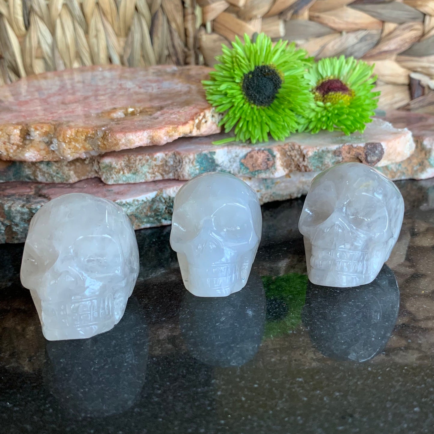 Blue Rose Quartz Skulls