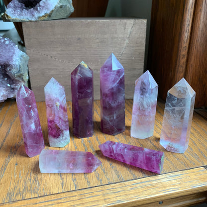 Magenta + Clear Fluorite Towers