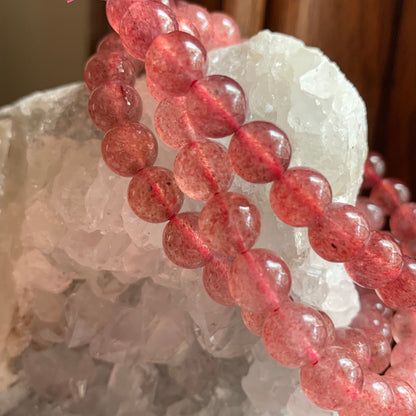 Strawberry Quartz Bracelets // 8mm bead + 7.5" bracelet