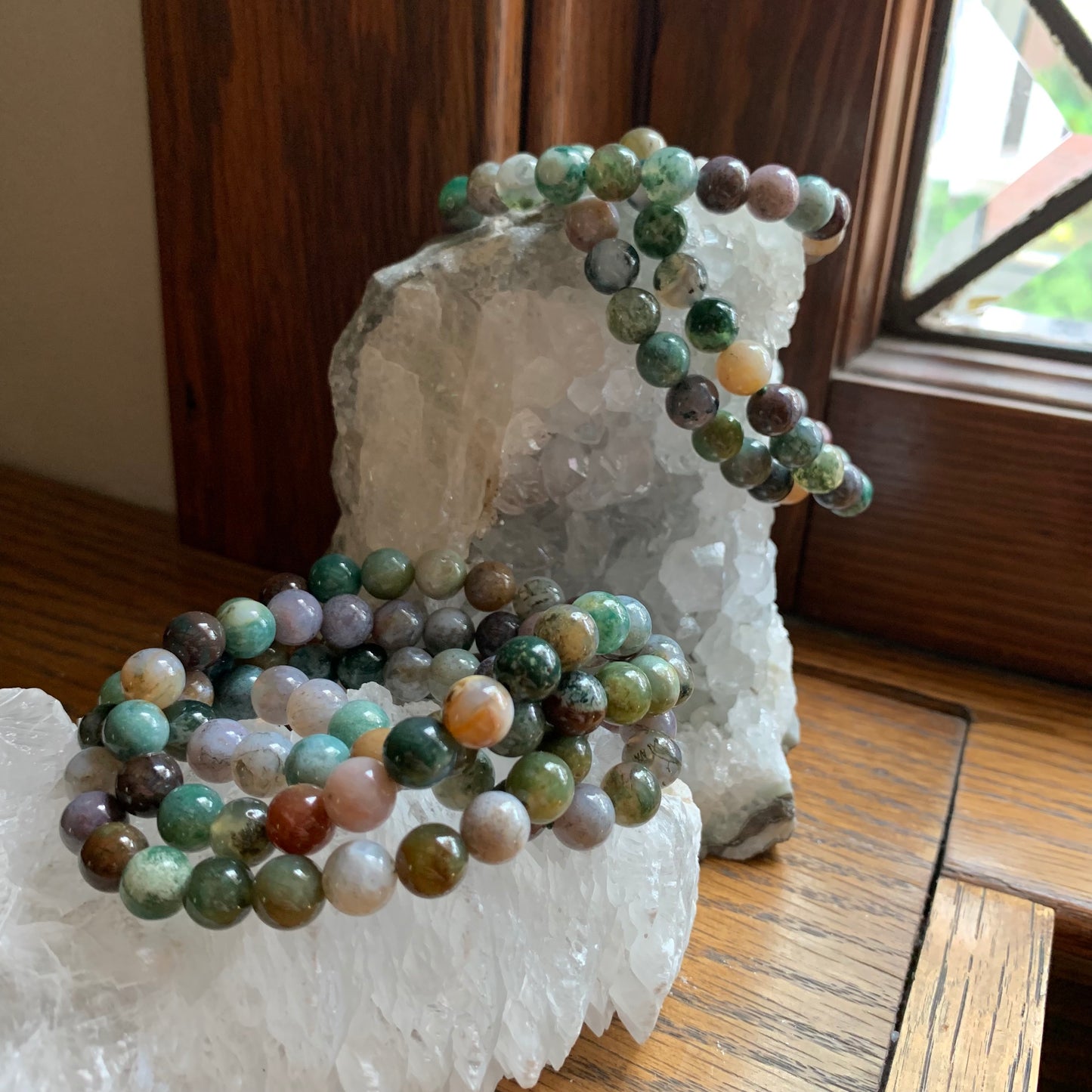 Moss Agate Bracelets // 8.5mm bead + 7.5" bracelet