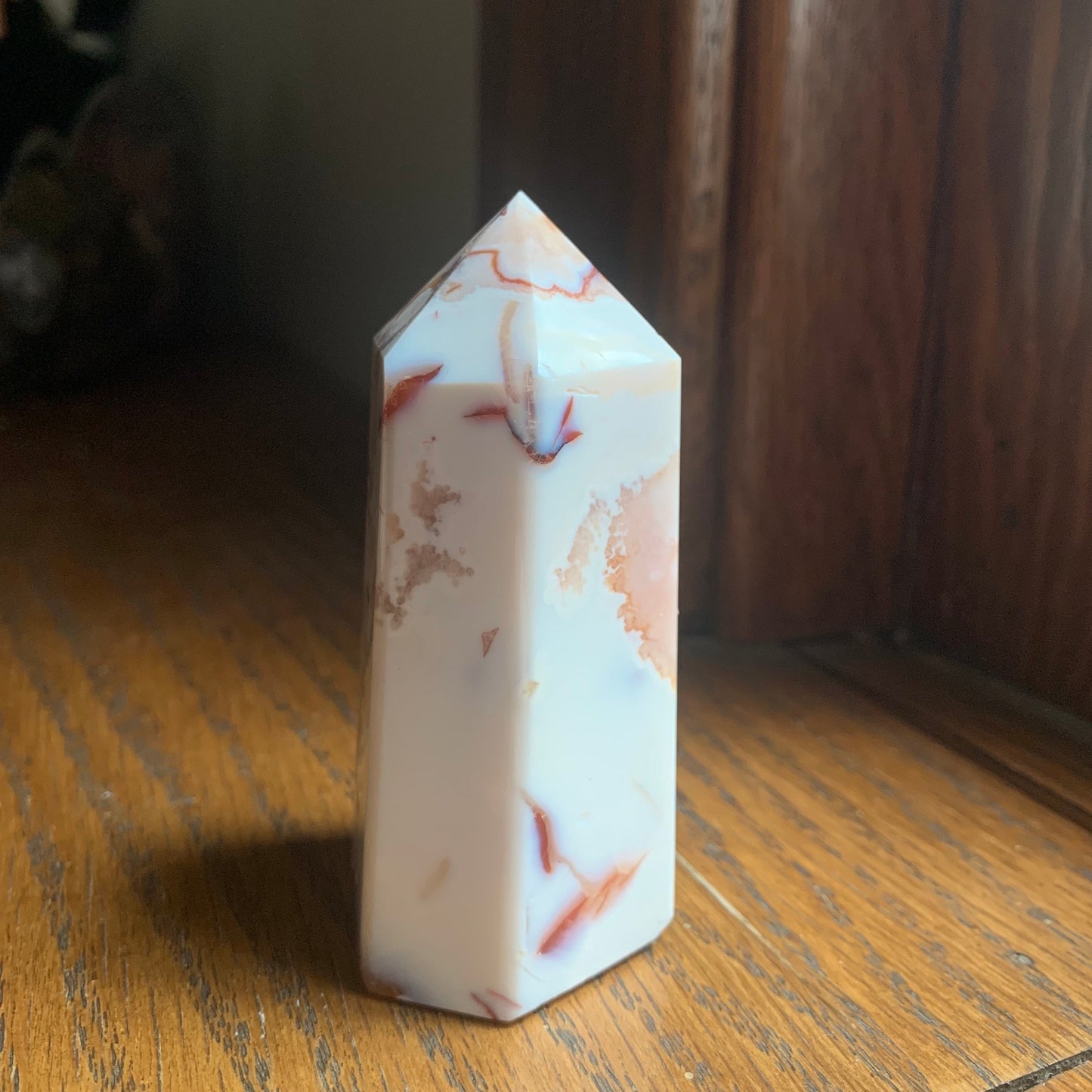 White Carnelian Flower Agate Tower