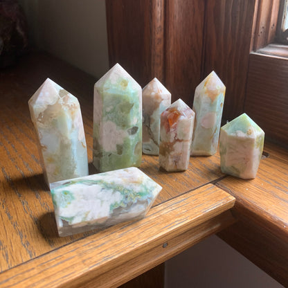 Green Flower Agate Towers - Multiple Listing