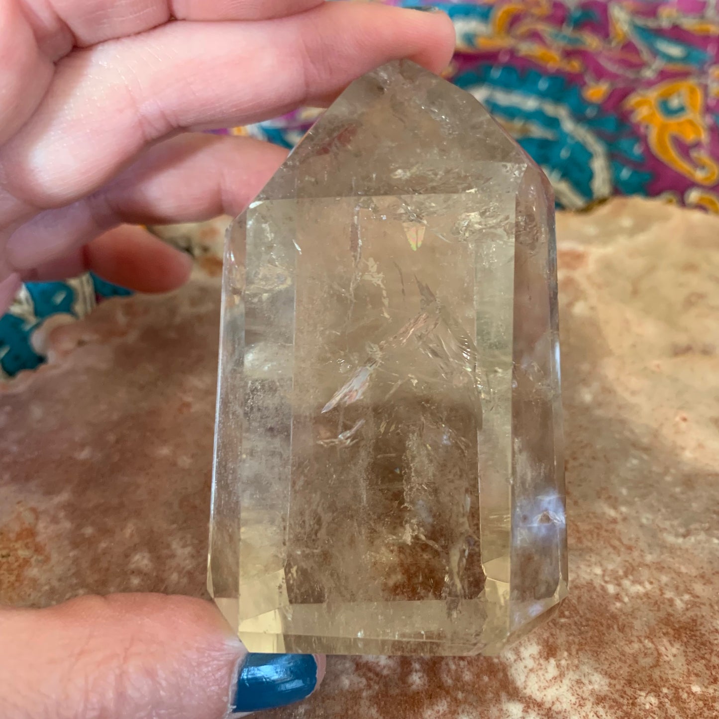 Light Smoky Quartz Tower with Fine Rutile, Phantoms and Rainbows